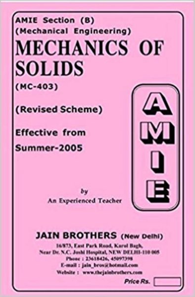 AMIE-Section (B) Mechanics Of Solids (MC-403) Mechanical Engineering Solved And Unsolved Paper